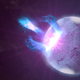 Artist’s depiction of a rupturing magnetar—a rotating neutron star with an extremely strong magnetic field. These exotic objects could be the source of the mysterious cosmic bursts observed by scientists. (Image: NASA’s Goddard Space Flight Center/S. Wiessinger)